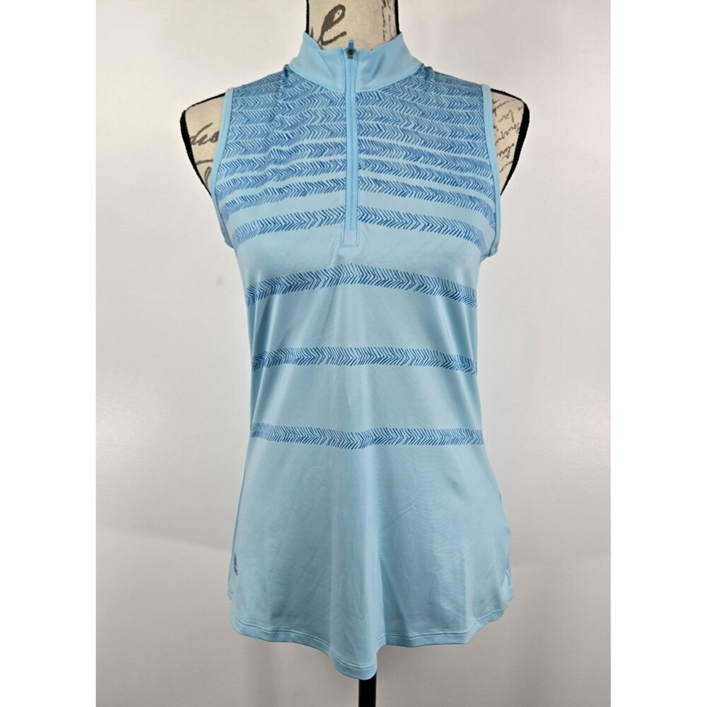 Adidas Women's Size Small Polo Golf Shirt Pulse‎ Blue Herringbone Stripe